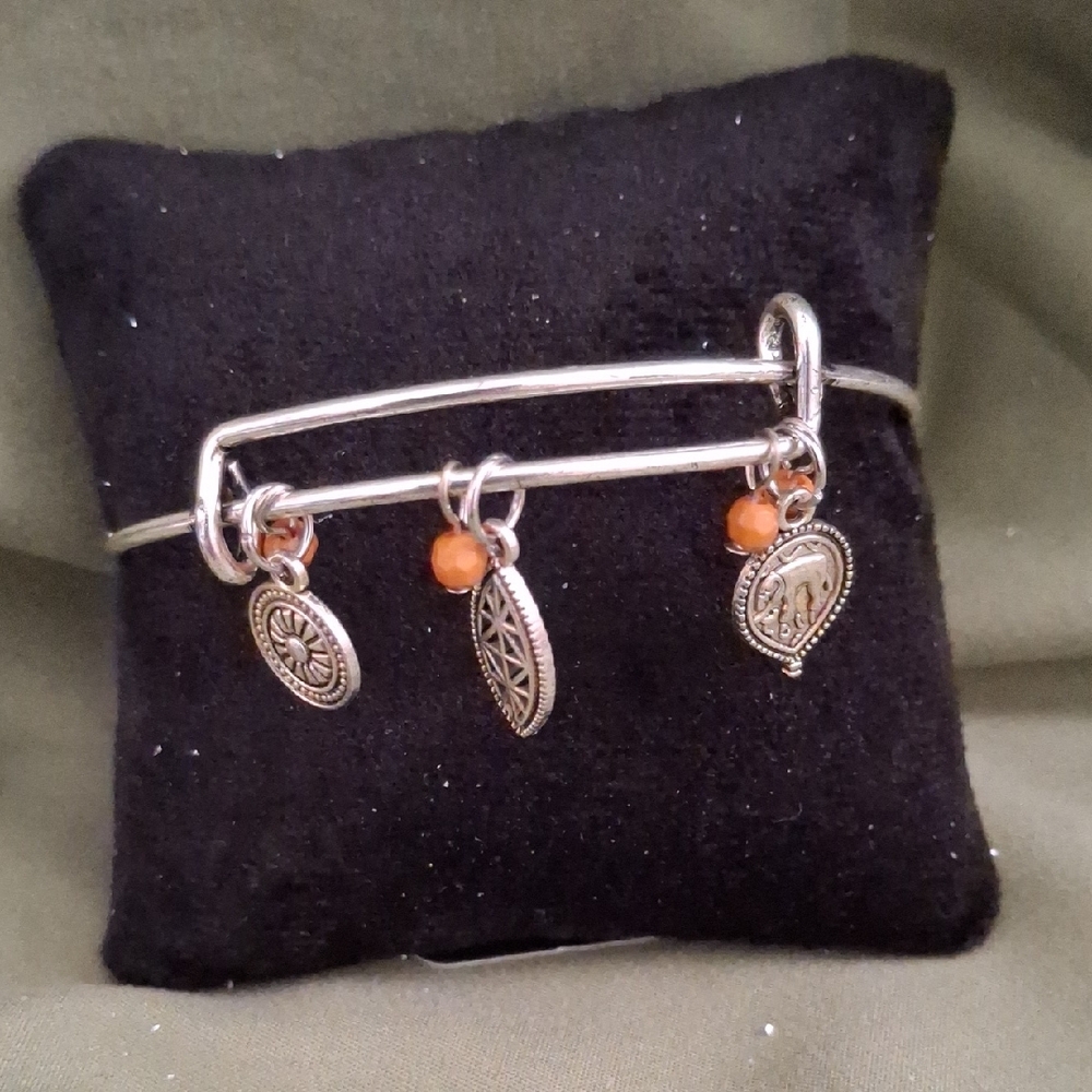 Paparazzi Silver and Orange Charm Bracelet